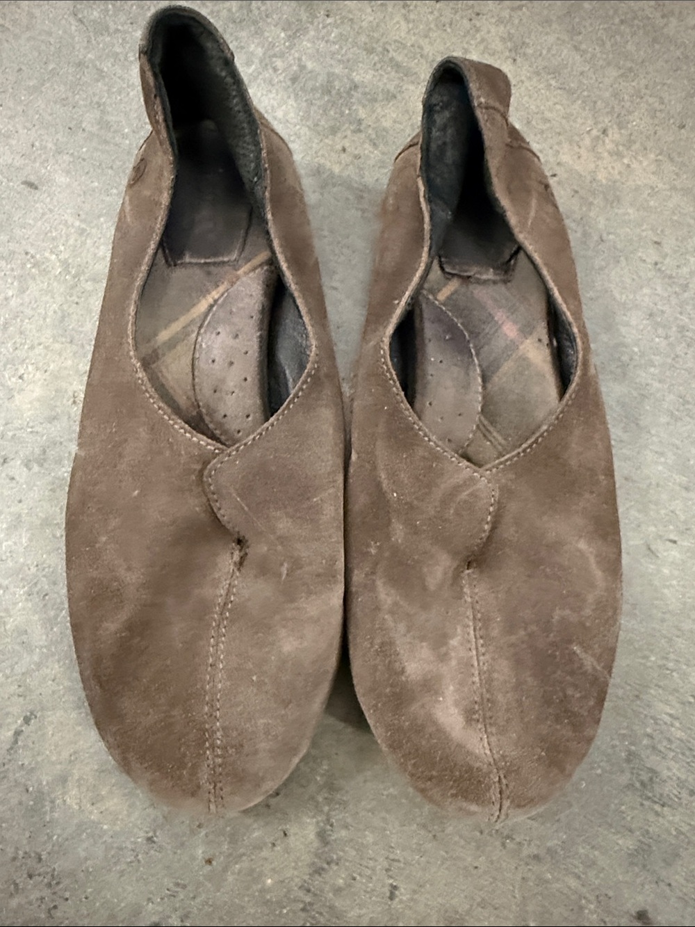 Born Brown Suede Slip-On Loafers with Curved Seam